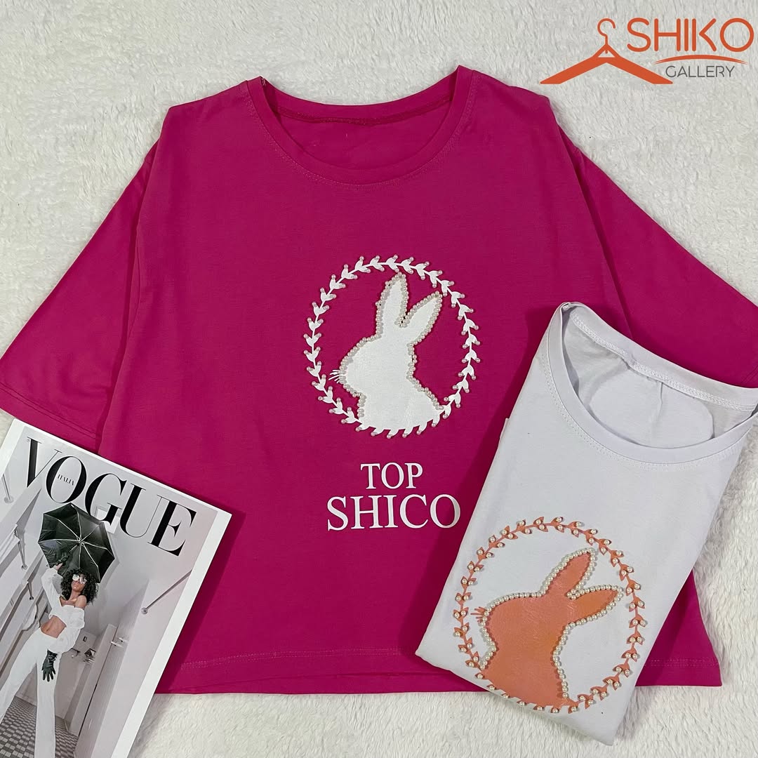 تیشرت کراپ مرواریدی فری سایز ۳۶ تا ۴۲